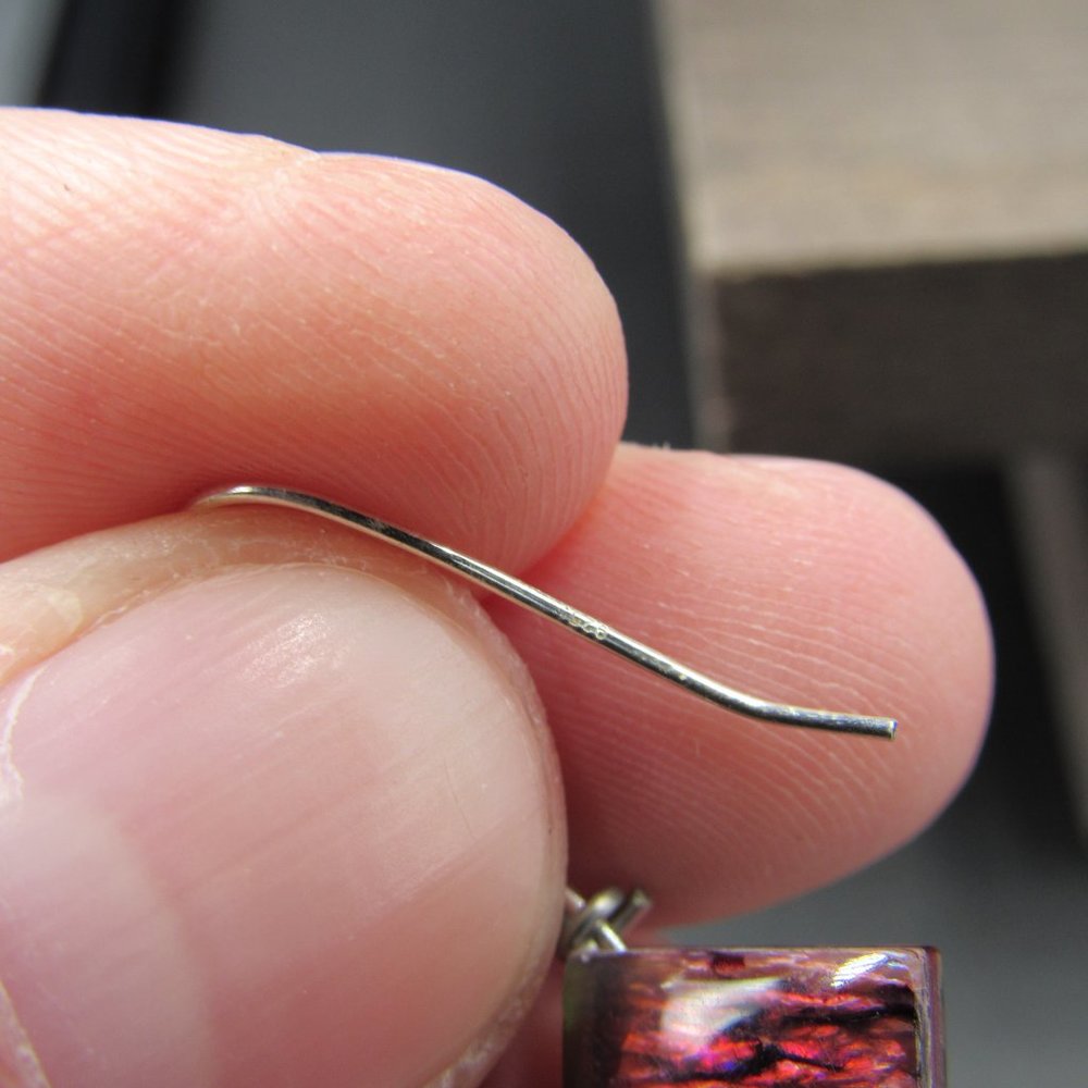 Sterling Silver Red Unique Shell Dangle Earrings … - image 3